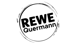 REWE Quermann Logo mit Kreis-Pinselstrich-Design.