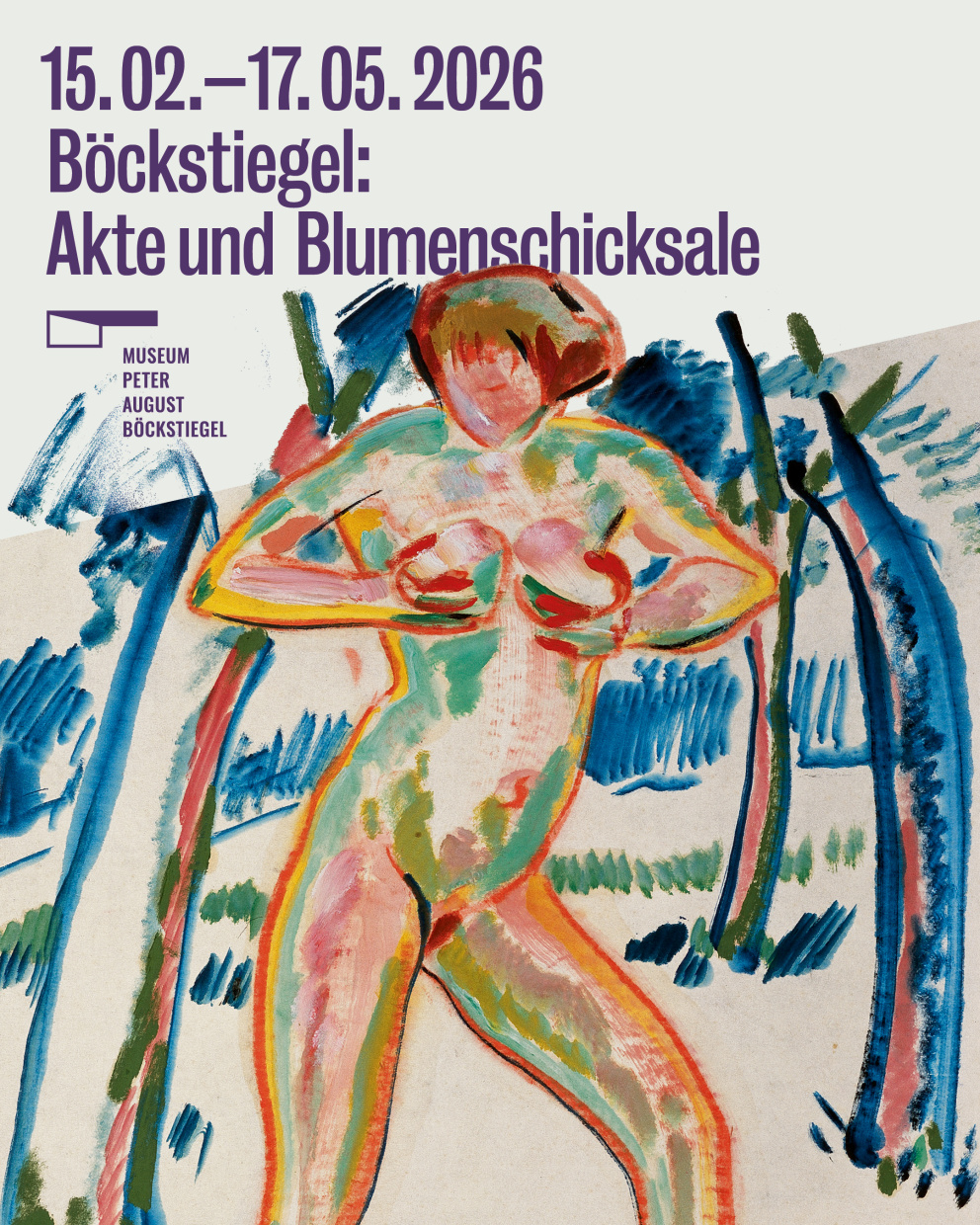 eter August Böckstiegel, Akt im Freien, 1914, Öl und Deckfarben auf Papier, Kunsthalle Bielefeld
