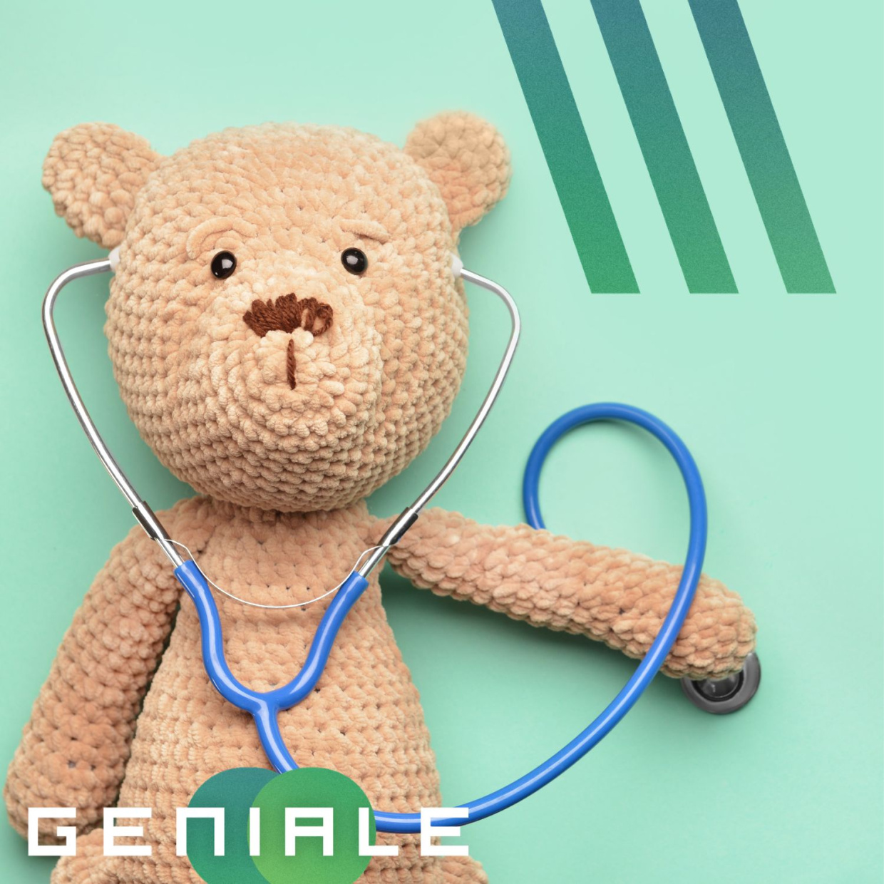 Ein Teddy der ein Stethoskop hat