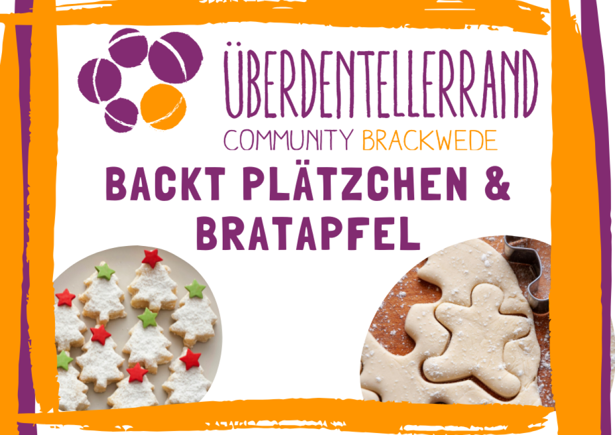 Es werden Teig mit Plätzchen-Formen sowie verzierte Plätzchen gezeigt.