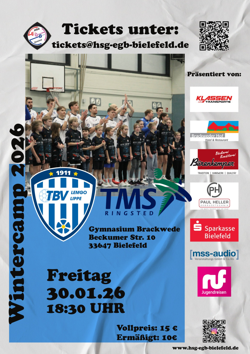 Bild von 2024 mit Einlaufkindern der HSG EGB Bielefeld