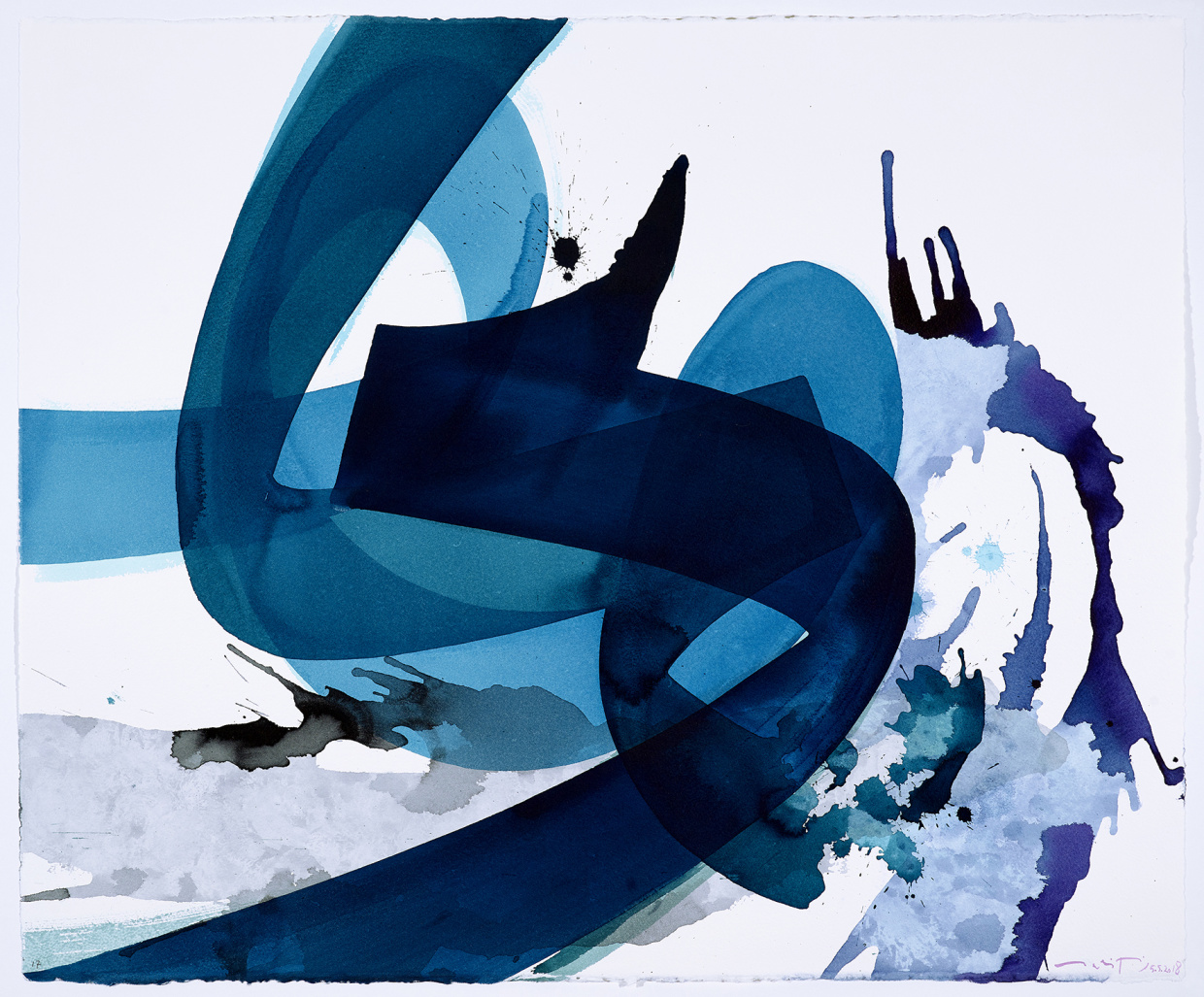 Die Tuschzeichnung Verve 17 von Aatifi hat verschiedene Blautöne.