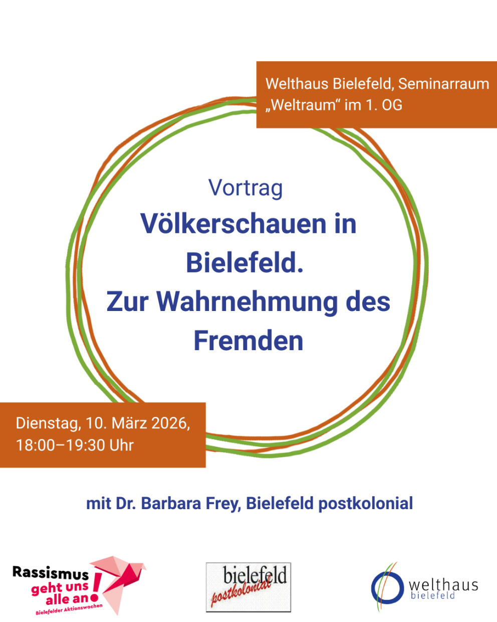 Weißer Hintergrund mit Infos zur Veranstaltung und Logos