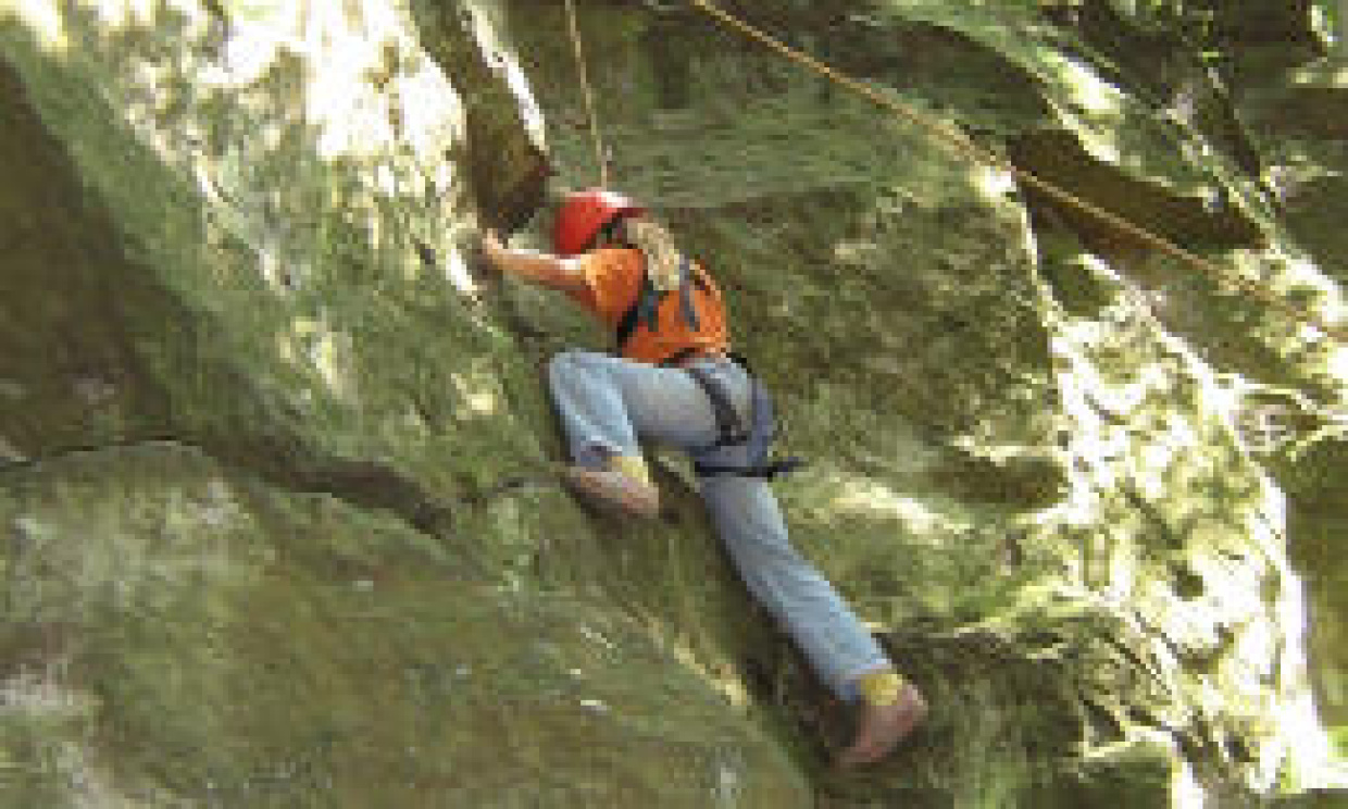 kletternde Kinder beim Kletterkurs