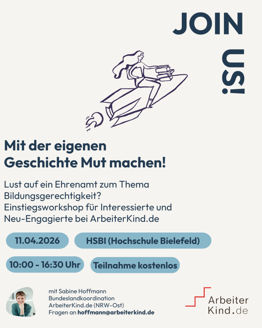 Mit der eigenen Geschichte Mut machen! Workshop von ArbeiterKind.de am 11.04.2026 um 10h an der HSBI