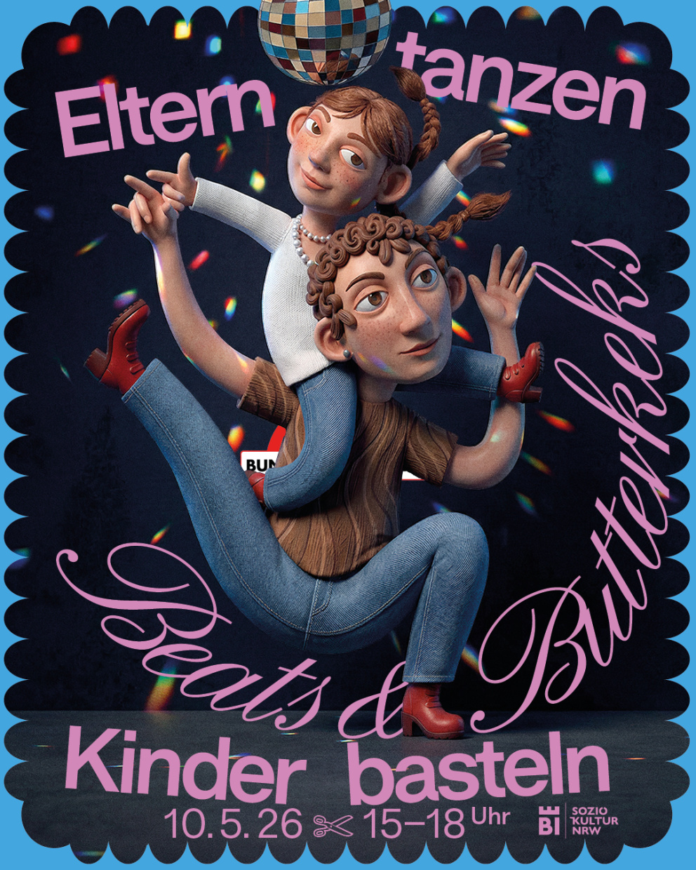 Eltern tanzen Kinder basteln
