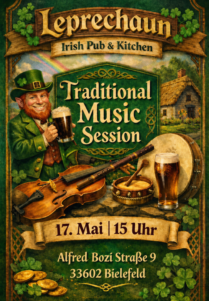 Genießt einen gemütlichen Sonntagnachmittag im Leprechaun Irish Pub original gebaut in Belfast. Euch