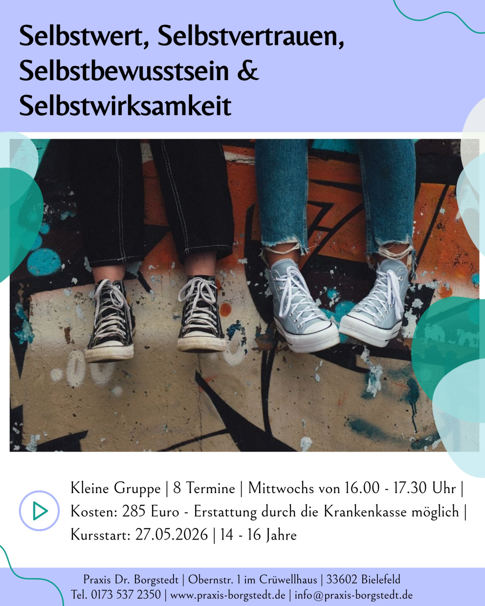  Selbstwert, Selbstvertrauen, Selbstbewusstsein & Selbstwirksamkeit 14-16 Jahre Flyer (Front page)