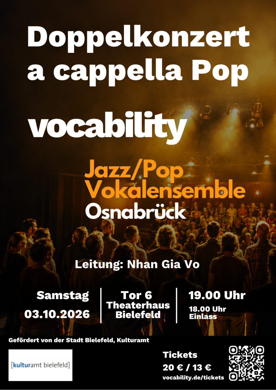 Doppelkonzert a cappella Pop mit vocability und dem Jazz/Pop Vokalensemble Osnabrück 