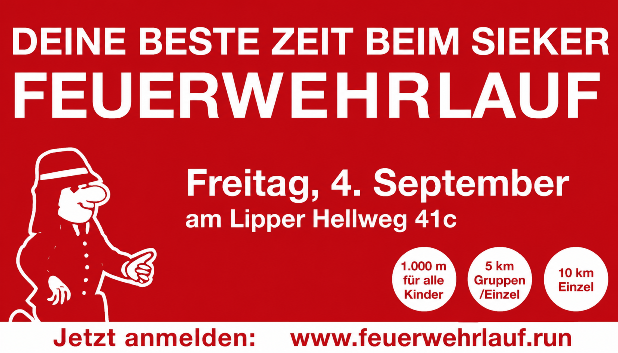 Am 4. September findet der Bielefelder Feuerwehrlauf am Lipper Hellweg 41c statt.