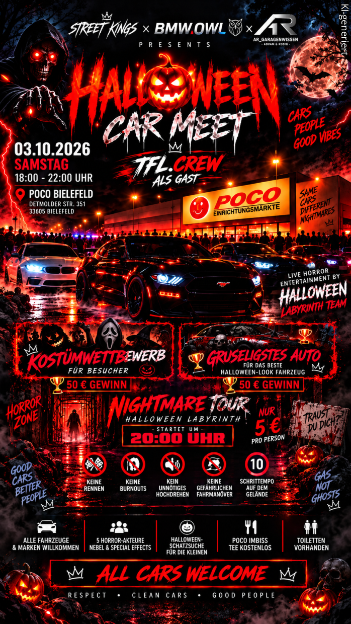 Poster zum Halloween Car Meet Street Kings x BMW OWL am 3. Oktober 2026 in Bielefeld