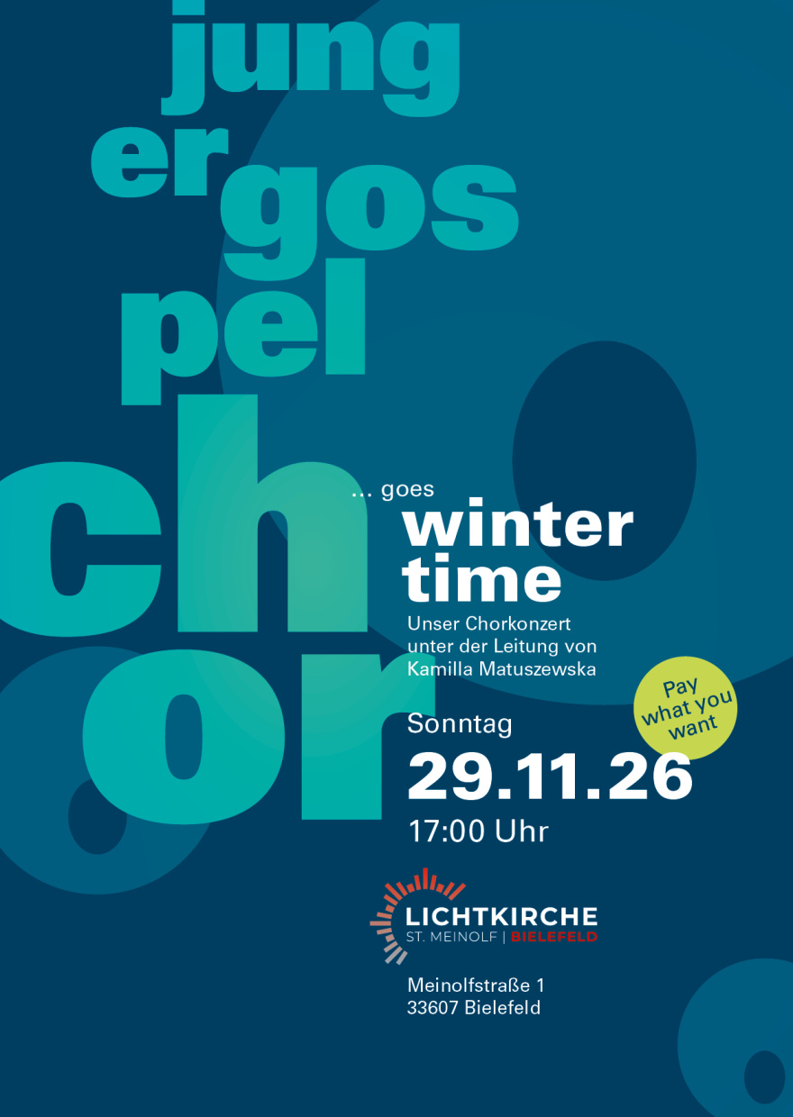 Junger Gospelchor Bielefeld: Konzerteinladung für den 29.11.2026 um 17:00 in der Lichtkirche